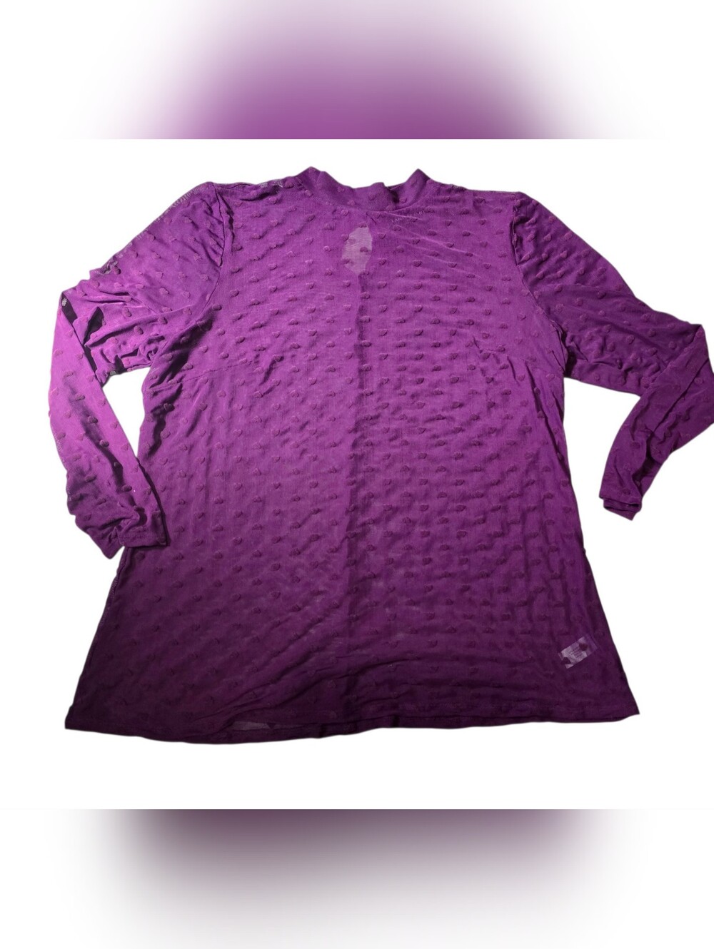 Pre-Owned Lane Bryant Size 18/20 Mock Neck Longsleeve Purple Velvet Heart Blouse